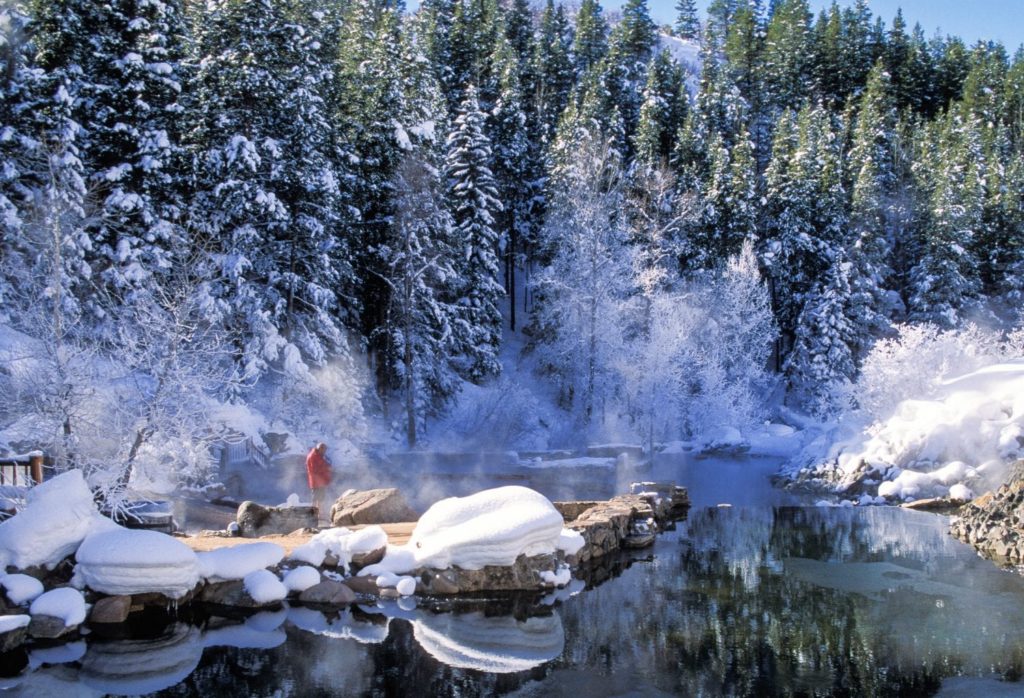 Strawberry Park hot springs in winter